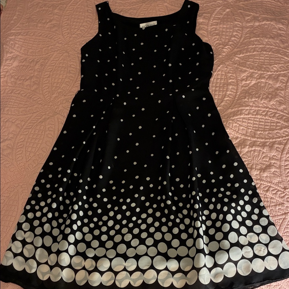 Studio 1 Black and White Polka Dot Dress